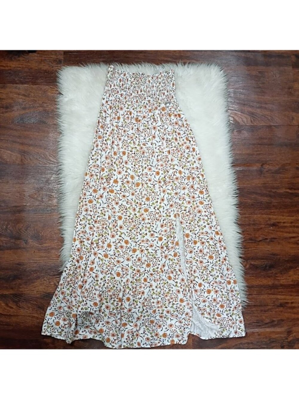 Floral High-Slit Maxi Skirt By Maaji Smocked Waist Small 100% Viscose Lightweigh - Picture 2 of 15